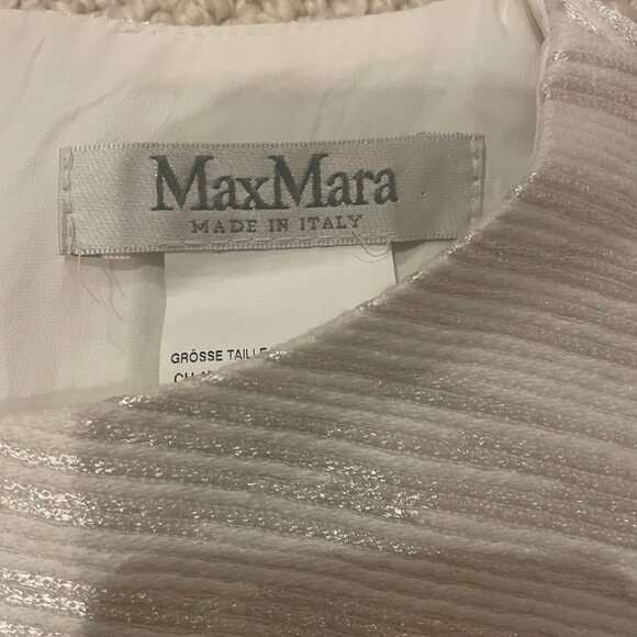 Classic MaxMara gold and cream midi darted sleeveless dress with split size 2 - Picture 10 of 16